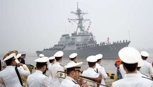 The guided missile destroyer USS Stethem arriving at the Wusong military port in Shanghai. File picture, November 15, 2015