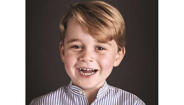 Prince George is seen in an undated photo released by Britainu2019s Prince William, the Duke and Catherine the Duchess of Cambridge ahead of his his fourth birthday.
