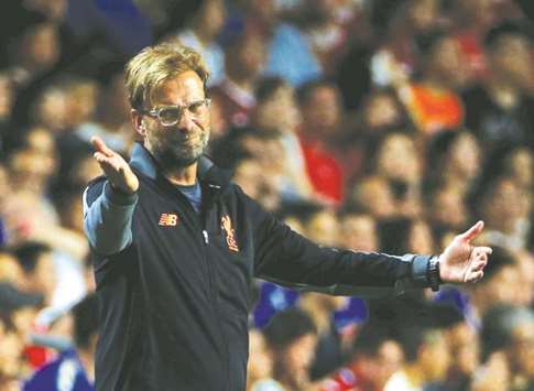 File picture of Liverpool manager Jurgen Klopp gesturing.