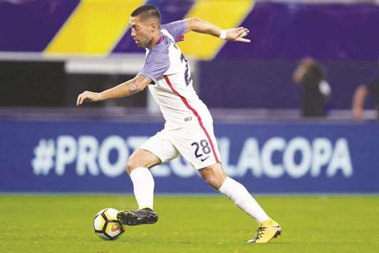 USAu2019s Clint Dempsey in action against Costa Rica.