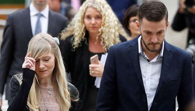Charlie Gard's parents Coonie Yates and Chris Gard arrive at the High Court ahead of a hearing on their baby's future, in London