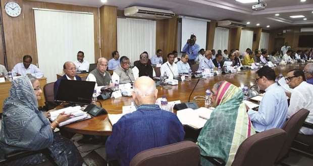 Prime Minister Sheikh Hasina presiding over a cabinet meeting in Dhaka yesterday.