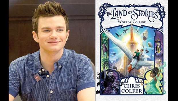(LEFT) Chris Colfer. (RIGHT) Cover of The Land of Stories: Worlds Collide by Chris Colfer.