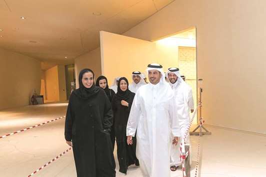 HE the Prime Minister and Minister of Interior Sheikh Abdullah bin Nasser bin Khalifa al-Thani, accompanied by HE the Chairperson of Qatar Museums (QM) Sheikha Al Mayassa bint Hamad bin Khalifa al-Thani and other dignitaries, visits National Museum of Qatar.