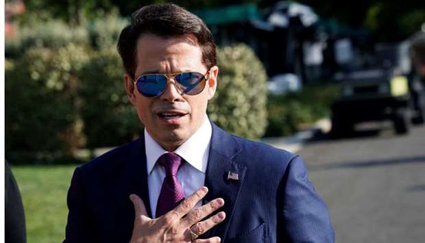 White House Communications Director Anthony Scaramucci speaks after an on air interview at the White House in Washington, US