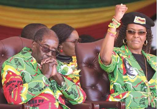 A June 2, 2017 file photo of Zimbabwean President Robert Mugabe and his wife Grace attending a rally in Marondera.
