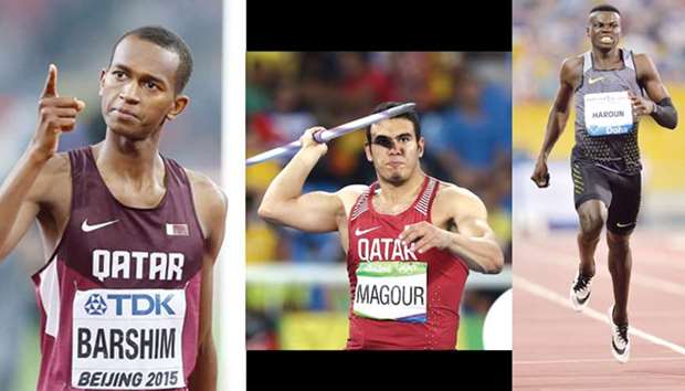 Qatari high jumper Mutaz Barshim has topped all four Diamond League events he has taken part in this season. (centre) Ahmed Bader is first-ever Qatari to compete in javelin throw at Olympics. (right) Abdalelah Haroun, who specialises in 400 metres, is the 2015 Asian champion in the event.