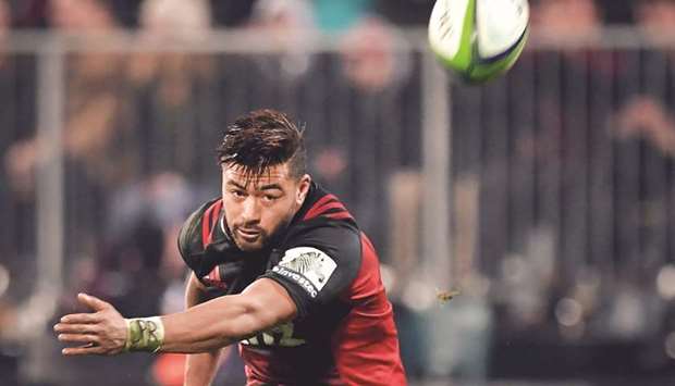 Canterbury Crusadersu2019 Richie Mou2019unga kicks a conversion during the Super Rugby semi-final match against Waikato Chiefs at AMI Stadium in Christchurch yesterday. (AFP)