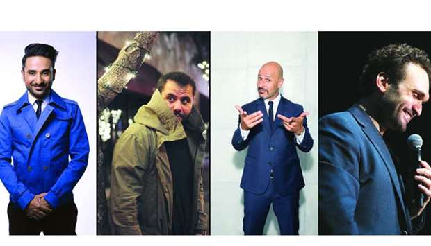 Left to right: Indian-American Vir Das, Palestinian-American Mo Amer, Iranian-American Maz Jobrani, u2018Lebanonu2019s King of Comedyu2019 Nemr