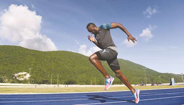 File picture of Jamaicau2019s Usain Bolt training at the University of West Indies in Kingston.