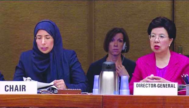 HE the Minister of Public Health, Dr Hanan Mohamed al-Kuwari, at the World Health Assemblyu2019s Committee meeting