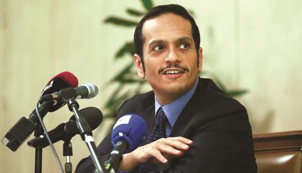HE the Foreign Minister Sheikh Mohamed bin Abdulrahman al-Thani attends a news conference in Rome, Italy.
