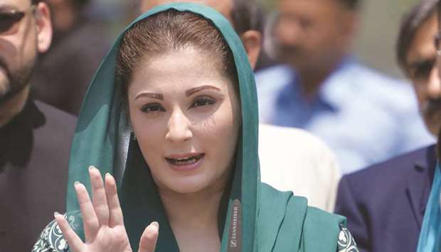 The daughter of Pakistani Prime Minister Nawaz Sharif, Maryam Nawaz, speaks to media after appearing before an anti-corruption commission at the Federal Judicial Academy in Islamabad yesterday.