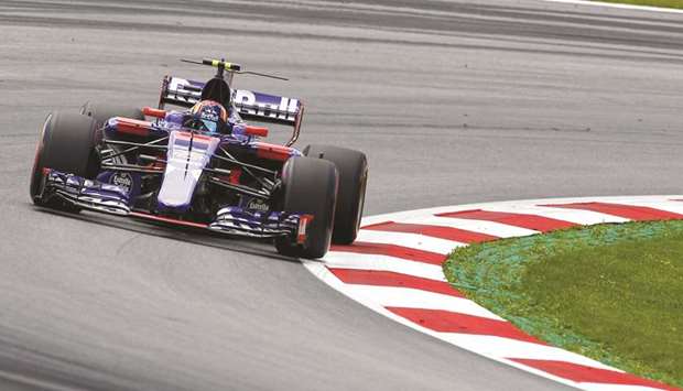 Torro Rossou2019s Spanish driver Carlos Sainz Jr drives his car during the second practice session of the Formula One Austria Grand Prix.