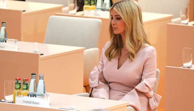 :Ivanka Trump takes her seat at the beginning of the third working session of the G20 meeting in Hamburg, Germany