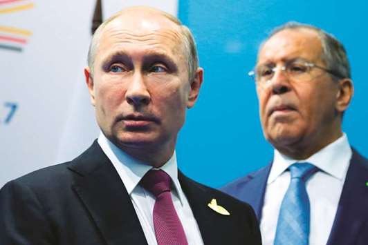 Russian President Putin and Foreign Minister Sergei Lavrov at the G20 summit.