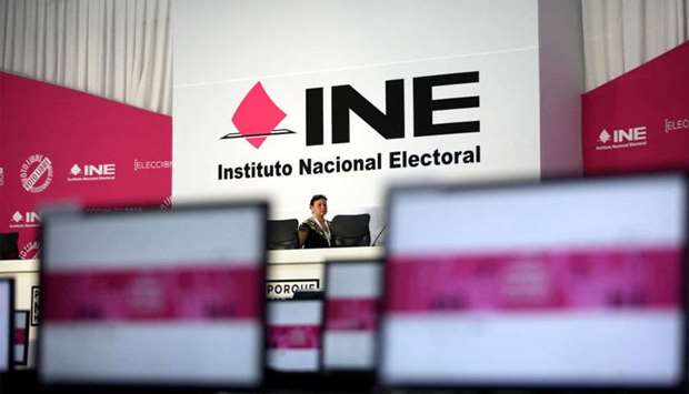An interior view of the INE headquarters is seen ahead of the presidential election in Mexico City