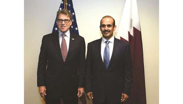 Al-Kaabi (right) with Perry in Washington, DC recently. Bilateral energy co-operation between Qatar and the US was at the centrestage of the discussions between the two sides in Washington, DC recently.