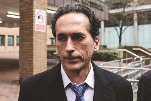 Philippe Moryoussef, a former trader at Barclays, leaves Southwark Crown Court, after entering a not guilty plea to accusations of conspiring to manipulate a key interest-rate benchmark, in London on December 7, 2017. Moryoussef was yesterday found guilty of conspiracy to defraud by dishonestly manipulating Euribor between January 2005 and December 2009.