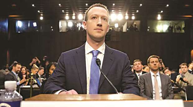 Facebook CEO Mark Zuckerberg before a joint hearing of the Commerce and Judiciary Committees on Capitol Hill in Washington, on April 10, 2018, about the use of Facebook data to target American voters in the 2016 election.
