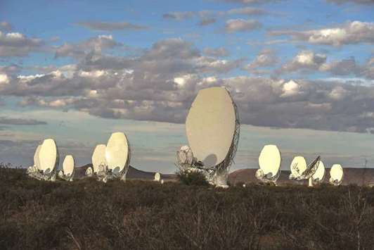 A general view of one of a 64-dish radio telescope system is seen during an official unveiling ceremony in Carnarvon.
