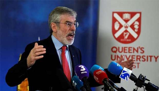 Gerry Adams said in a Twitter post that no one was hurt in the attack on his house.