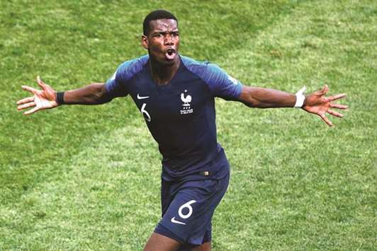 Midfielder Paul Pogba was instrumental in Franceu2019s triumph in Russia, particularly in the final, when he netted the third goal for Didier Deschampsu2019 side against Croatia. (AFP)