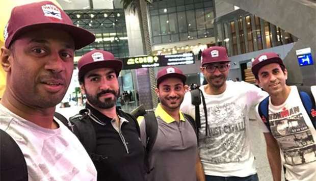 (From left) Fahad al-Buenain, Talal al-Emadi, Dr Khalid al-Jalham, Dr Jamal Rashid al-Khanji and Prof Nasser al-Mohannadi on their way to the UK.