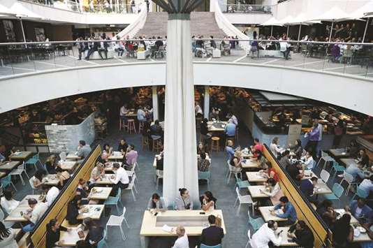 Office workers take their lunch at a food court in Sydney. Figures from the Australian Bureau of Statistics released yesterday showed 50,900 net new jobs were added in June, blowing past expectations of 17,000. Of those, 41,200 were in full-time positions.