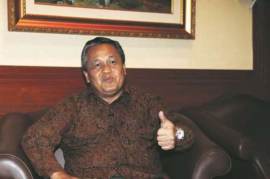 Bank Indonesiau2019s governor Perry Warjiyo gestures during an interview at its headquarters in Jakarta. BI held the 7-day reverse repurchase rate at 5.25% yesterday.