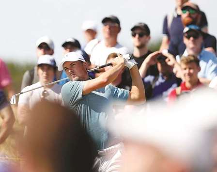 Jordan Spieth of the US in action during the first round yesterday.