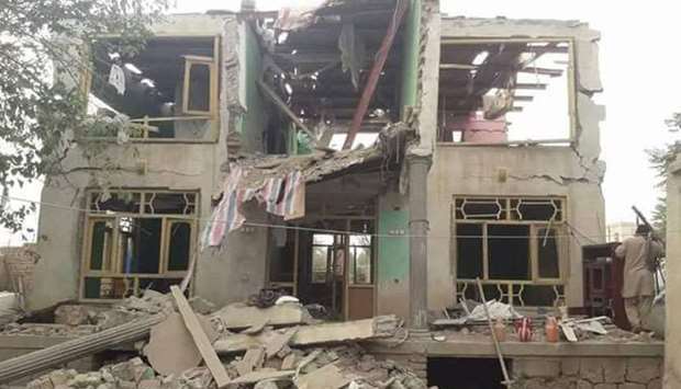 A residential house destroyed in the attack