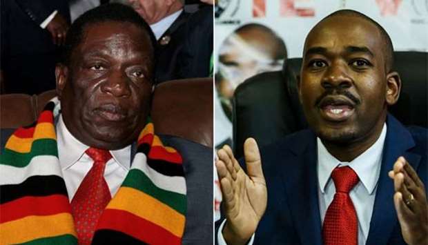 President Emmerson Mnangagwa (left) and his opponent, Nelson Chamisa.