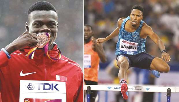 Qataru2019s Abdalelah Haroun (left) and Abderrahman Samba (right) will line up in the menu2019s 400m on the opening day of the London Diamond League meeting today.