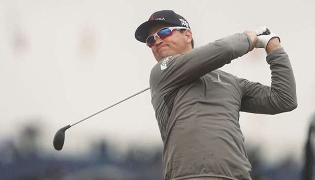 Zach Johnson of the US in action during the second round of the British Open yesterday.