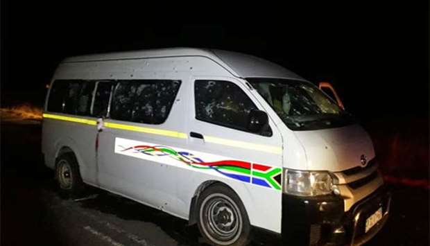 Gunmen launched an ambush and opened fire on a minibus. Picture: Twitter 