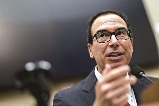 Steven Mnuchin, US Treasury secretary, speaks during a House Financial Services Committee hearing in Washington, DC. u201cI can assure you u2014 because Iu2019ve spoken to the president u2014 that his intention is not in any way to put pressure on the Fed,u201d Mnuchin said.