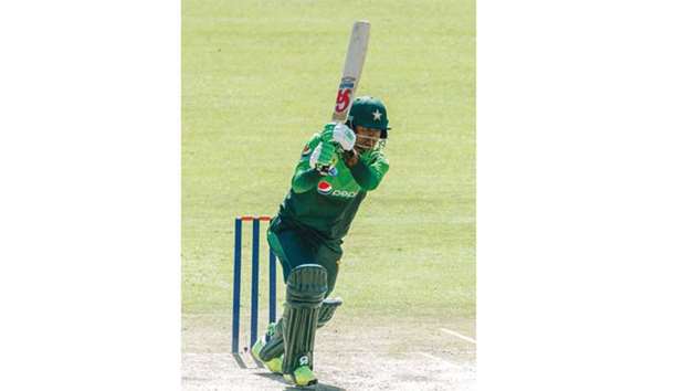 Pakistan batsman Fakhar Zaman plays a shot during the final ODI  against Zimbabwe at Queens Sports Club in Bulawayo yesterday.