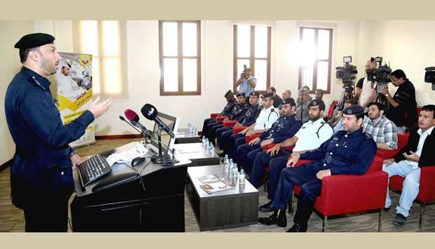 A traffic official addressing the press conference.