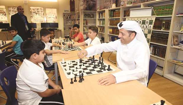 HE the Minister of Education and Higher Education Dr Mohamed Abdul Wahed Ali al-Hammadi during his visit to the summer recreation centre at Hassan bin Thabit Secondary Boys School located in the Old Airport area.