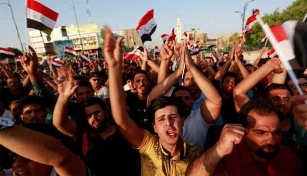 People protest over poor public services in the city of Najaf, Iraq
