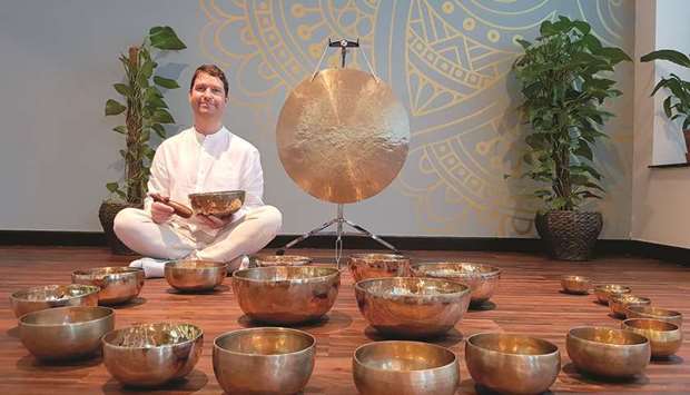 SOUND MEDITATION: Samuel Mcmillan, 39, from New Zealand, teaches sound meditation to the people in Qatar. Photo supplied
