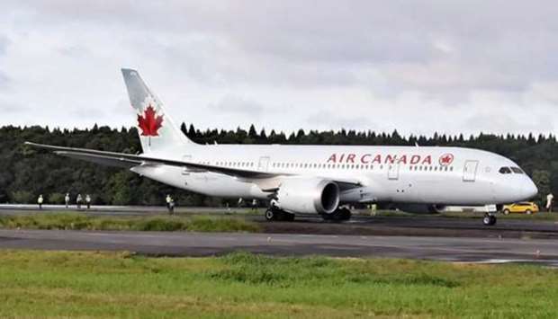 The Air Canada flight from Montreal entered the partially-paved taxiway. Picture: Twitter