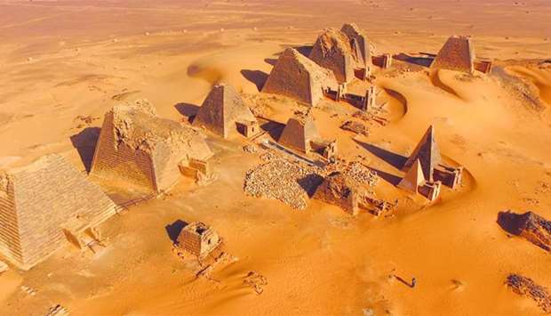 General view of the pyramids site at Meroe