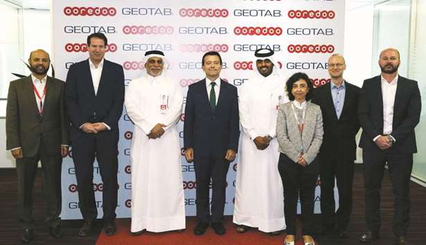 Officials from Ooredoo and Geotab during yesterdayu2019s launch of Ooredoo Fleet Management.