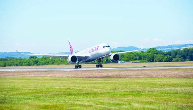 Qatar Airways Airbus A350 lands at Edinburgh Airport