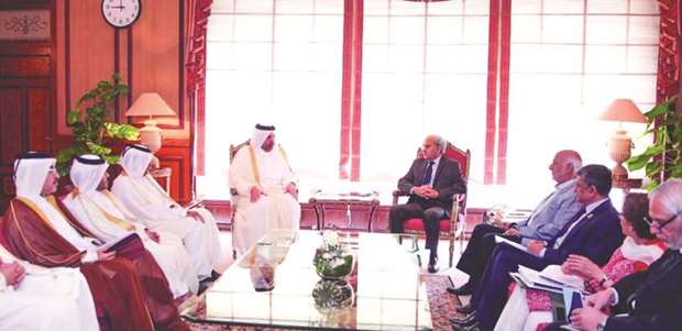 Prime Minister Nasirul Mulk with Qataru2019s Minister of Economy and Commerce HE Sheikh Ahmed and other officials yesterday.
