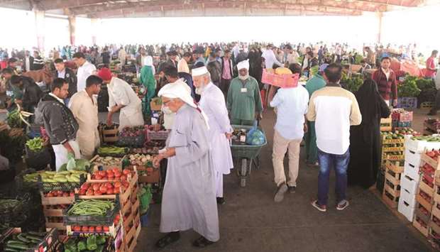 A view of the busy vegetable market at the Central Market in Abu Hamour. File picture.