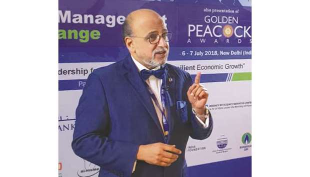 Seetharaman gestures while delivering a special address at the u201820th World Congress on Environment Management and Climate Changeu2019 organised recently by the Institute of Directors (IOD) in New Delhi.