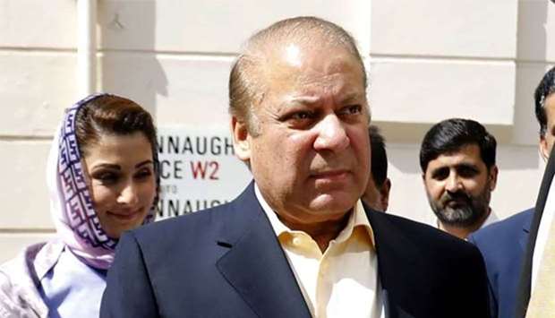 Pakistan's former prime minister Nawaz Sharif is seen in London on Friday after the court verdict.